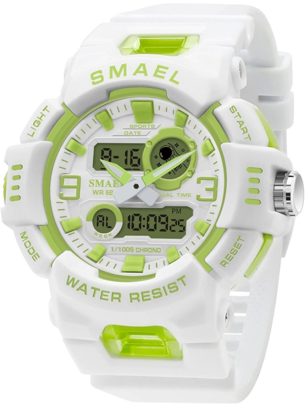 Women's Green Analog Digital Outdoor LED Electronic Large Waterproof Watches